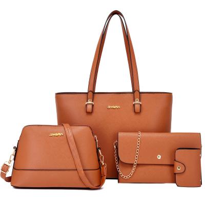 China Fashion Trending PU Leather Women's Korean 4 In One Bag Set For Girls Handbag Sets 4 Pieces Lady Handbags for sale