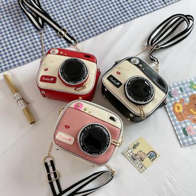 China PU Leather Mini Purses Fashion Lovely Camera Pattern Cute Shoulder Sling Leather Cross - Body Bag With Strap for sale