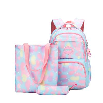 China Waterproof Large Capacity Girls College Bags 3 Piece Set Designer Children Backpack Oxford Gradient Style Waterproof School Bagpacks For Girls for sale