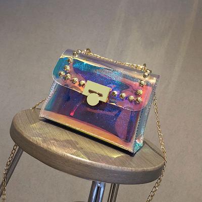 China Women Holographic Jelly Daily Candy PVC Holographic Jelly Shoulder Envelope Clutch Bags Laser Transparent Cross - Body Messenger Bag Women for sale