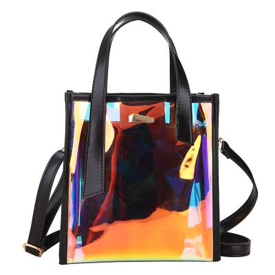 China Multifunctional Wholesale Ladies Fashion Unique Women Transparent PVC Laser Shoulder Bag Messenger Plastic Tote Handbag for sale