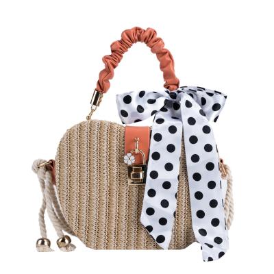 China Cute Apple Summer Fashion Girl Shape Straw Mini Phone Bag Fashionable Scarf Beach Cute Purses for sale