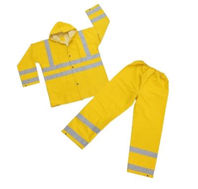 China Yellow PVC One Piece Polyester PVC Men's Breathable Water Proof Raincoat for sale