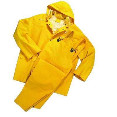 China Waterproof Double Layer Breathable Leather High Visibility Split Raincoat Yellow Patch Raincoat for sale