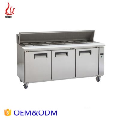 China Single-temperature Junjian 3 door pizza stainless steel display fridge table top refrigerator for sale