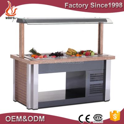 China Commercial Luxurious Single-Temperature Buffet Equipment Salad Bar Marble Material Refrigerator for sale