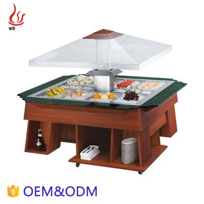 China Single-temperature Wiberda Stainless Steel Luxury Wooden Marble Counter Food Chill Salad Counter Fridge Cold Sale for sale