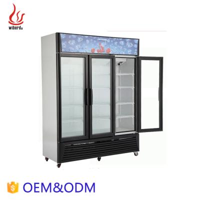 China Single-Temperature Commercial 3 Door Beverage Air Freezer Glass Display Cabinet for Supermarket for sale