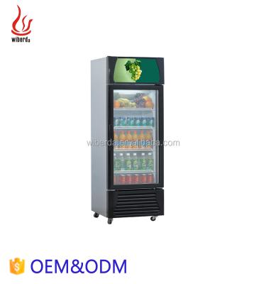 China Single-Temperature Supermarket Upright Single Door Glass Beverage Fridge Display Cabinet for sale