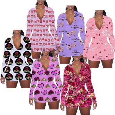 China British Spring Overalls Valentine's Day Butt Flapper Onesies Long Sleeves Heart Onesie for sale