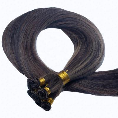 China Silky Straight Wave PureVirgin H#P2-6 Fast Shipping European Luxury Quality Extension Hand Tied Hair Double Drawn for sale