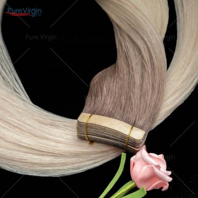 China Wholesale Price Silky Straight PureVirgin T#8.1-60A Wave No Virgin Hair Shedding Tape In Hair Extension Cheap Hair For Big Stock for sale