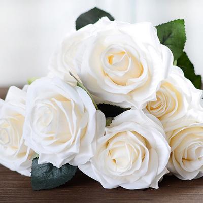 China Natural touch simulation flower wholesale 10 panel French wedding wall roses artificial flowers for wall for sale