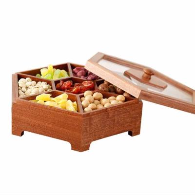 China Popular Freshness Preservation Snacks Container Food Storage Box For Dried Fruit Wooden Storage Box With Transparent Cover for sale