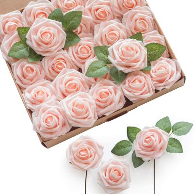 China Natural Artificial Flowers Various Colors With Stems Realistic Bulk For DIY Wedding Bouquets Centerpie PE Foam Roses for sale