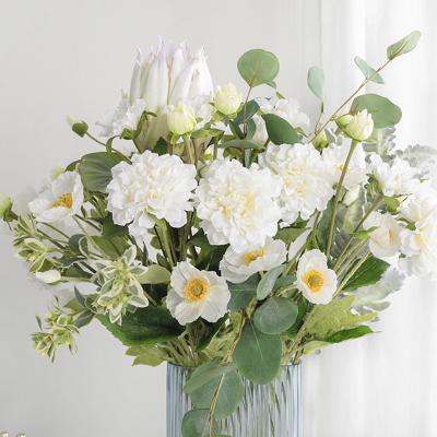 China Natural White Silk Flowers Arrangement Simulation Wedding Peony Touch Three Touch Decor for sale