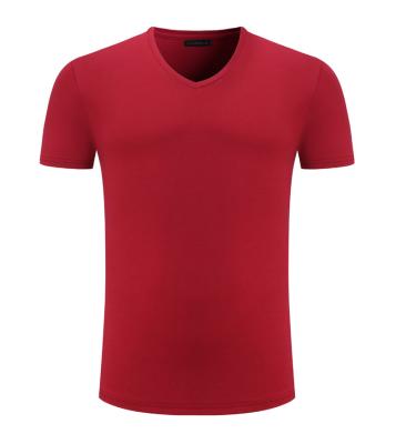 China Custom Cotton Anti-Wrinkle Mens V Neck White T-Shirts Loose Neck The Simple Basic T-shirt for sale