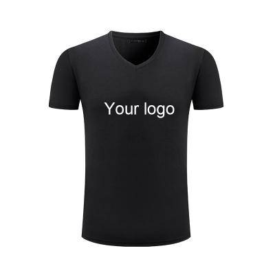 China Anti-Wrinkle High Fashion Men's V-neck T-shirts Cotton Fabric Plain Custom Logo Unisex T-shirt V-Neck-Shirt for sale