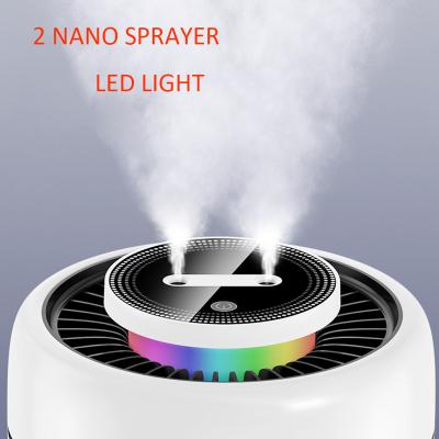 China Home Office Cool USB Electric Mini Air Humidifier Ultrasonic Portable Double Mist Air Sprayers Aromatherapy Nano Mist for sale