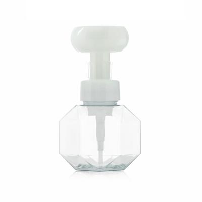 China Double Clear Soap Dispenser 300ml Shower Gel Foam Bottle Liquid Soap Dispenser Flower Shape Foaming Empty Foam Pump Bottle for sale