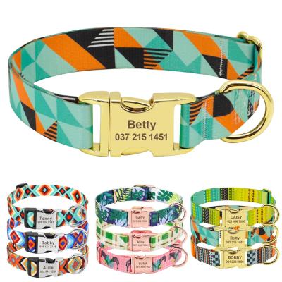 China Amazon Hot Sale Custom Viable Custom Nylon Fashion Collar Print Personalized Pet Collar for sale