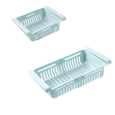 China 1 x 2Pcs Dropshipping Kitchen Drawer Organizer Adjustable Plastic Fridge Storage Pull-Out Basket for sale