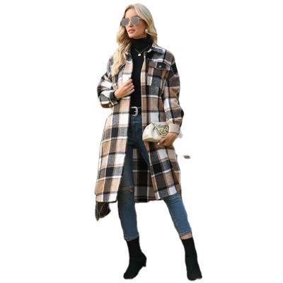 China QUICK DRY casual plaid button down long sleeve trench plus size women's jackets and coats 2021 for sale