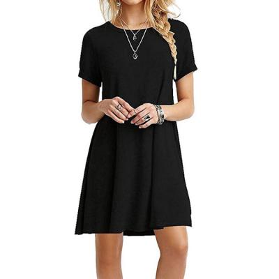 China Women's Loose Dress 2021 Summer Simple Elegant Casual Breathable Cotton T-shirt Plain for sale