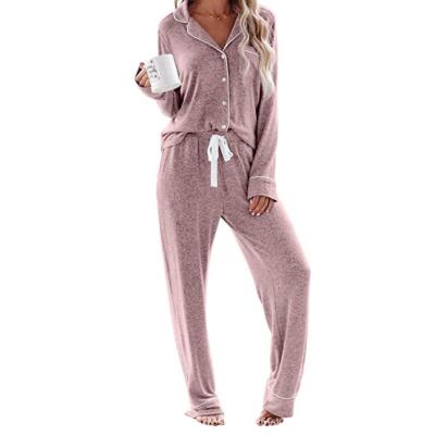 China 2021 New Design Comfortable Women's Breathable Pajama Sets 2 Piece Winter Button Sleepwear Pajamas for sale