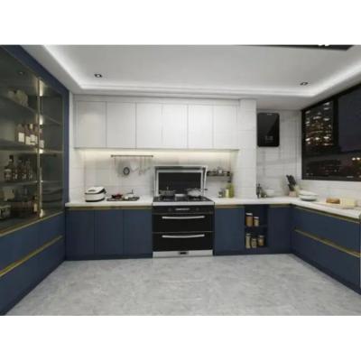 China Modern Sets of Luxury Black Melamine Matte Acrylic Designs Kitchen Cabinets from Modern Manufacturer for sale