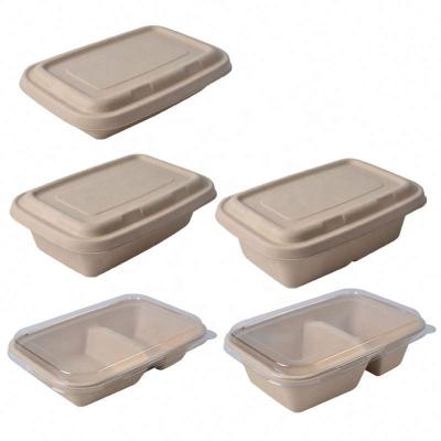 China Shop Cold Diner Restaurant Coffee Beverage Sugar Cane Bagasse Food Containers Biodegradable Compostable Box for sale