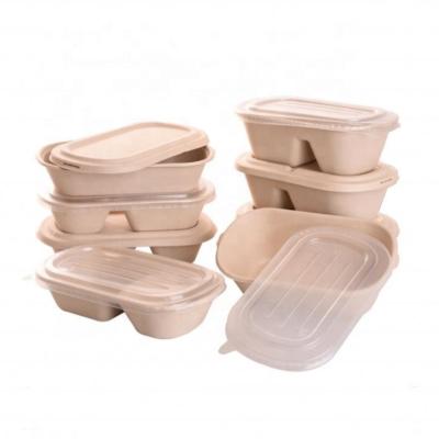 China Home.Restaurant.Bar.Hotel.Wedding 1000Ml Two Cells Pulp Disposable Lid Sugar Cane Eco-Friendly Biodegradable Food Container To Go Bento Lunch Box for sale