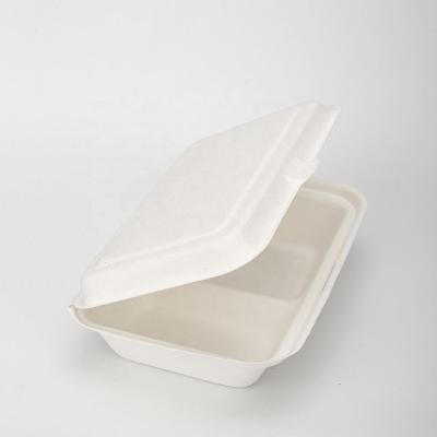 China Biodegradable Sugar Cane Biodegradable Tableware Take Out Clamshell Food Box for sale