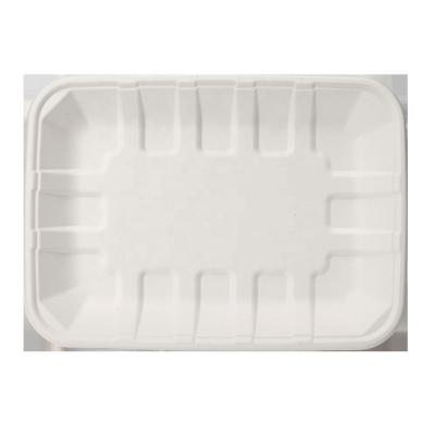 China Restaurant Disposable Biodegradable Catering Container Food Bagasse 350ml Rectangular Sugarcane Tray Packaging for sale