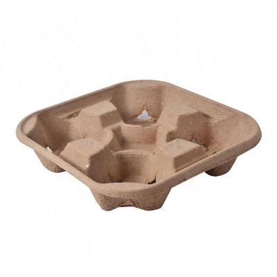 China Best Selling Disposable Biodegradable Coffee Carrier Paper Cup Holder Tray for sale