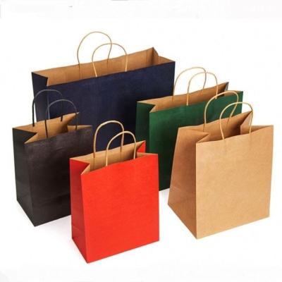 China Recyclable Custom Take Away Kraft Paper Gift Shopping Bag With Handle for sale