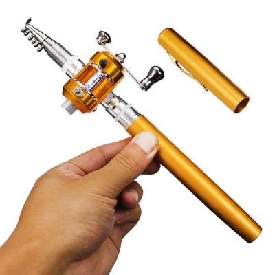 China Multi-function Cana De Pesca Cana De Pescar 2 Colors Metal Handle Pen Telescopic Ice Fishing Rods With Reel Spinning Combo Set for sale