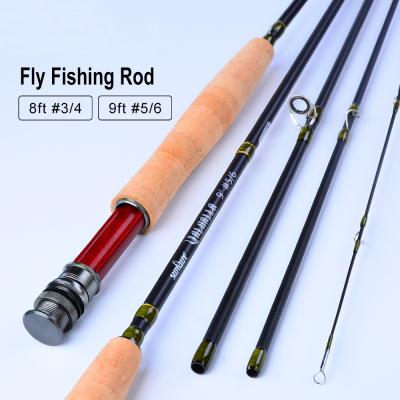 China Multifunctional Wholesale In Stock 8'/9' Lightweight Ultra-portable Graphite Fly Rod Pole Spinning Rods 4 Section Fly Fishing Rod for sale