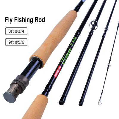 China Multifunctional Carbon Fiber In Stock 8'/9' 4 Sections Cork Handle Fly Fishing Rod Pole High Carbon Spinning Fishing Rods for sale