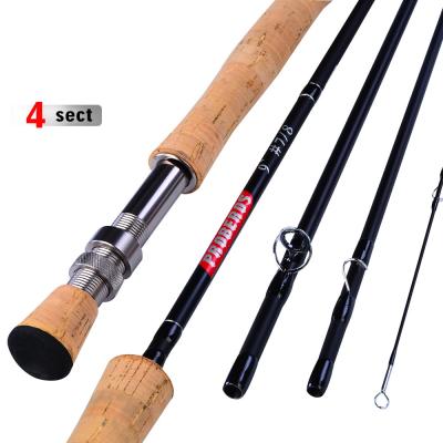 China Hot Selling Multifunctional 100% 7' High Carbon #3/4 #5/6 #7/8 Carbon Fiber 4 Sections 2.1m Cork Handle Fly Fishing Rod Pole Spinning Fishing Rods for sale