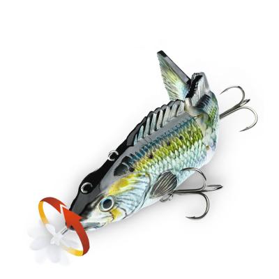 China robot fish lures Automatic Electric Wobbler Lure Swimming Bait for 4-Segment Swimbait USB LED Light Rechargeable Electric Fishing Lures-1 for sale