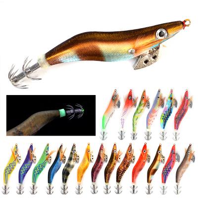 China Squid Hook (Wooden Shrimp) Fishing Lure Hard Bait Artificial Squid Jigging Lure Fake Wooden Shrimp Bait Wobbler Fishing Lure for sale