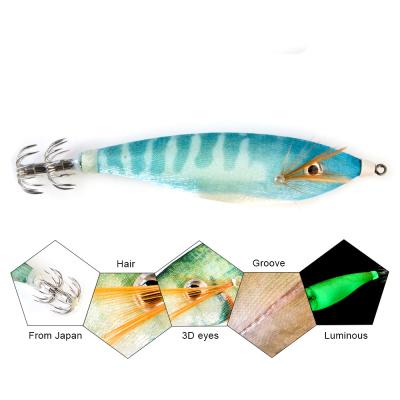 China Squid Hook (Wooden Shrimp) Fishing Lure Luminous Cheap Jigging Lure Wood Shrimp Squid Building Hook Builds Squid Bait Lure for sale