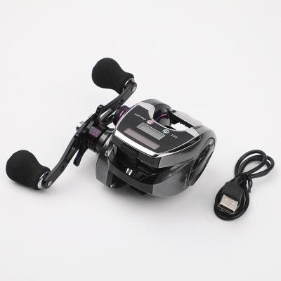 China Low Profile 8.0:1 LEFT HAND Speed ​​Meter Fishing Tackle Line with Digital Display Data Cable Fill Baitcaster Casting Fishing Reels for sale