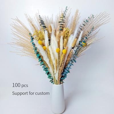 China 100 Pcs Durable Wholesale Luxury Pampas Boho Backdrop Bouquet Large For Home Wedding Decor for sale