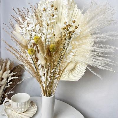 China Wholesale Natural Dried Pampas Grass Palm Dried Flower Wedding Preserved Small Bouquet Wedding Decoration Bags Wholesale Touch Mix Mini Bridal Bouquet for sale