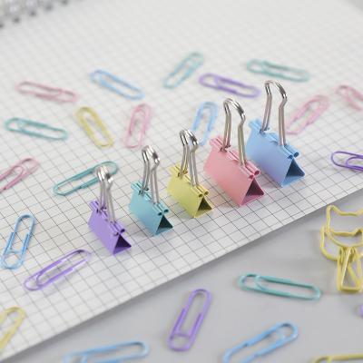 China 94pcs/box Cute Macaron Candy Color Metal Paper Clip Set School Stationery Binder Clips For Decorative Book Clip Set for sale