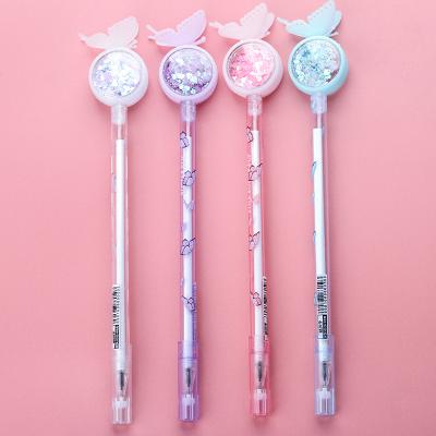 China Normal Cute Butterfly Glitter Neutral Pendant Gel Pens Kawaii Gift School Supplies Pen 0.5mm Gel Pen for sale