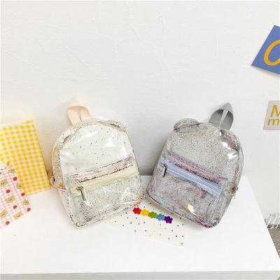 China Girls School Backpack 2021 New Fashion Sequins Waterproof Shiny Transparent Clear Jelly PVC Small Mini School Backpack for sale