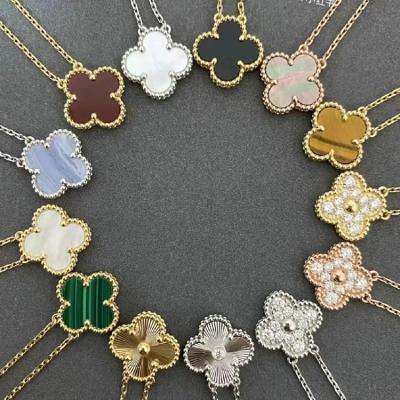 China FASHIONABLE High Quality Designer Clover Necklace 316L Stainless Steel Gold Plated Lucky Fritillaria Four Leaf Clover Necklace for sale